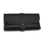 Black button leather box