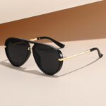 1707 Cross-Border New Dual-Beam Sunglasses For Men And Women Western Fashion Toad Glasses Xiaohongshu Style Driving Sunglasses