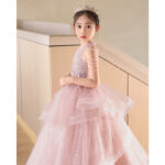 Girls' Elegant Pink Light Luxury Princess Dress for Piano Performance & Weddings - Image 4
