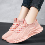 Women's Plus-Size Flyknit Slip-On Flat Shoes  Lightweight Breathable Soft-Sole Walking Shoes - Image 3