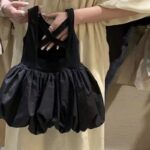 Girls' Black Backless Bubble Skirt Tank Dress  Summer Sleeveless Princess Sundress