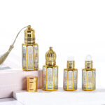 12ml Middle Eastern Gold-Foil Roller Perfume Bottle Luxury Glass Essential Oil & Attar Dispenser - Image 3