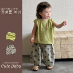 Boys' Korean style stylish sleeveless T-shirt set, 26 summer tank top, casual polka dot wide-leg pants, pure cotton clothing