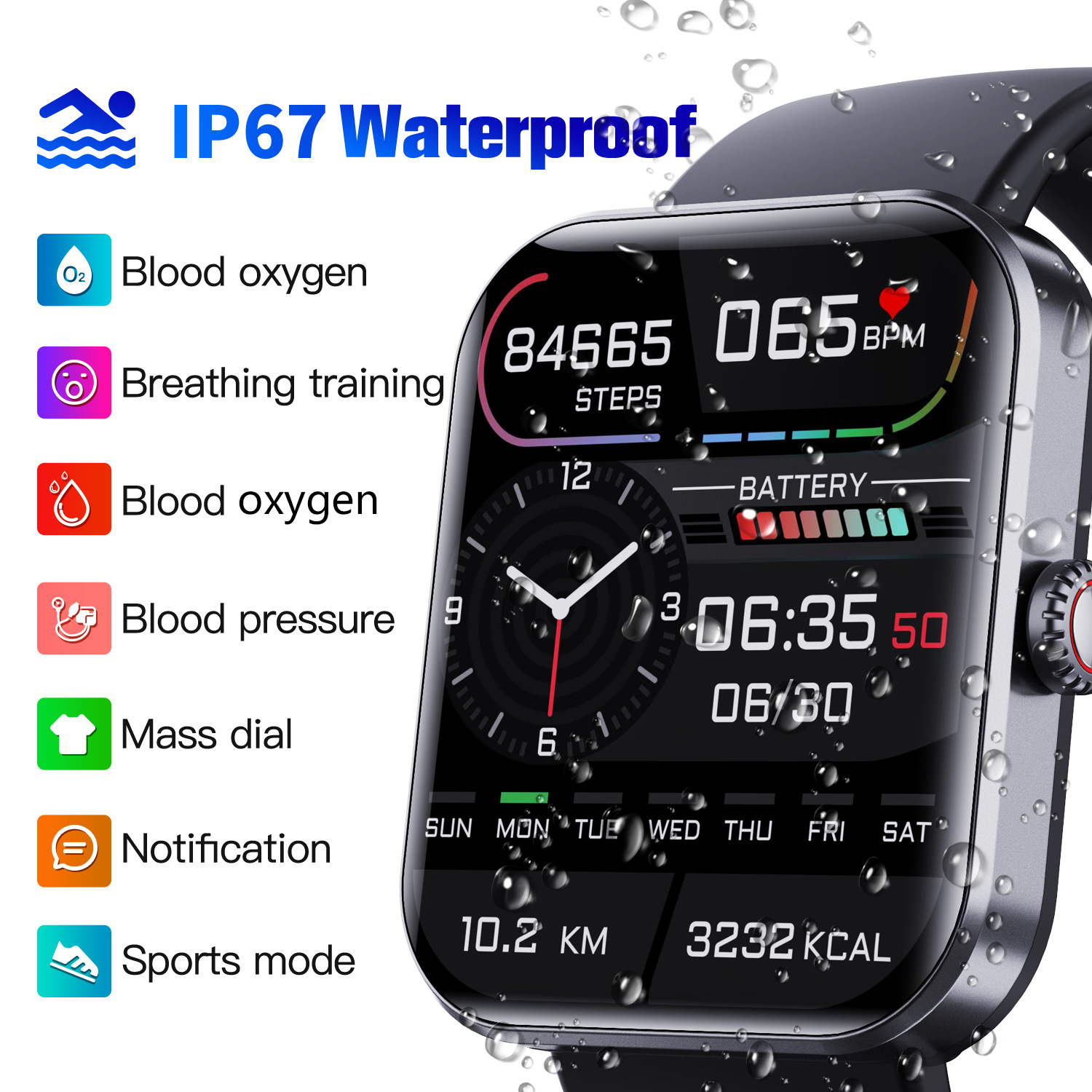 O1CN01bEcclr1Zb92mMaqnI_2867673212-0-cib-1.jpg F57L 1.91" HD Smartwatch Heart Rate, Blood Pressure & Blood Oxygen Monitor and Walking Count - Image 1