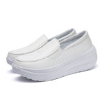 White MD Sole Platform Rocker Shoes  Comfortable Wedge Nurse & Work Sneakers For Women - Image 5