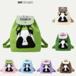Panda Grandpa Cartoon Knit Handbag & Backpack Spring/Summer Large-Capacity Drawstring Shoulder Bag - Image 2