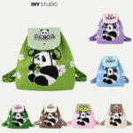 Panda Grandpa Cartoon Knit Handbag & Backpack Spring/Summer Large-Capacity Drawstring Shoulder Bag