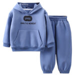 Children's Winter Warm Fleece Sweatshirt Set  Thickened Hooded Pullover & Sports Sweatpants Two-Piece Outfit for Girls & Babies - Image 5