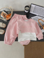 Girls' Princess Style Sweatshirt Set  Spring/Autumn Fashionable Casual Three-Piece Outerwear Outfit for Babies & Kids - Image 4