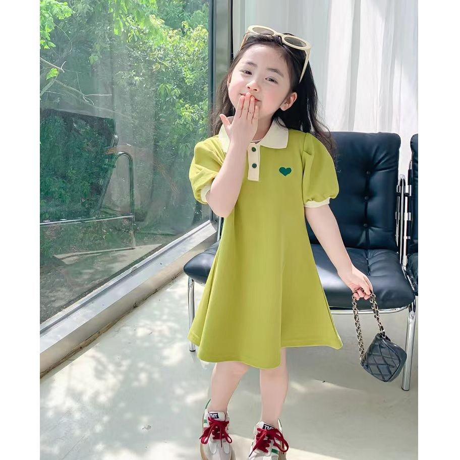O1CN01mQbovN1GUksgVbtJW_2214516880626-0-cib.jpg Girls summer dress princess dress foreign style polo neck skirt kids puff sleeve dress thin princess dress - Image 1