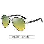 Black and silver framed yellow-green pieces