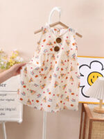 Girls foreign floral dresses, summer girls, sleeveless vest dresses, princess dresses, thin baby cute nightdresses - Image 2