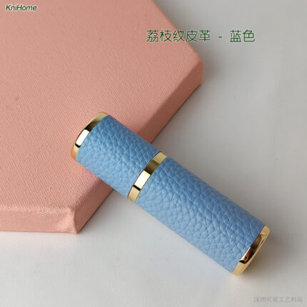 5ML gold shell; Lychee pattern - blue; Zinc alloy veneer + inner glass bottle