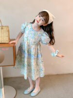 Girls' Summer Pure Cotton Floral Princess Dress Lightweight & Stylish Short-Sleeve Dress for Kids - Image 5