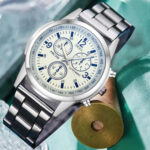 10--Silver steel belt white