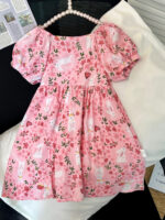 Girls' Summer Cotton Silk Floral Princess Dress Short-Sleeve Full-Print Dress for Babies & Kids - Image 4