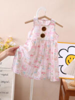 Girls foreign floral dresses, summer girls, sleeveless vest dresses, princess dresses, thin baby cute nightdresses - Image 5