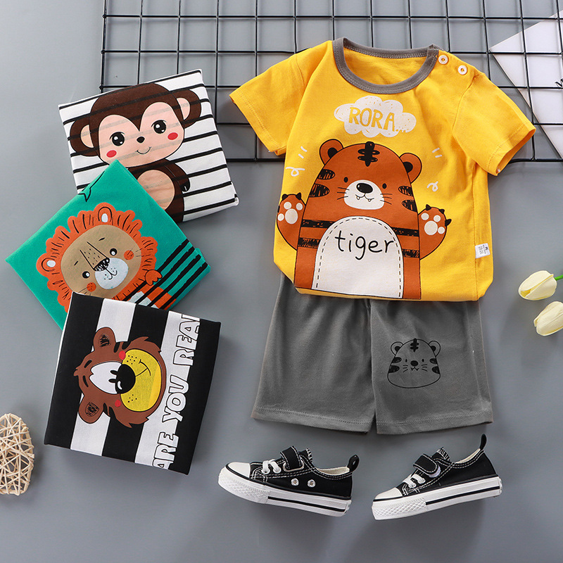 O1CN01sk13Io1GouFs2N7x4_2200652240670-0-cib-1.jpg 2026 Summer Kids' Thin Cotton Short-Sleeve T-Shirt & Shorts Set Breathable Two-Piece Outfit for Babies & Toddlers (Wholesale) - Image 1