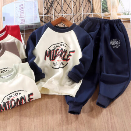 Boys' Spring/Autumn Two-Piece Sweatshirt Set  Trendy Casual Baby & Kids' Clothing Outfit (Wholesale)