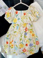 Girls' Summer Cotton Silk Floral Princess Dress Short-Sleeve Full-Print Dress for Babies & Kids - Image 2