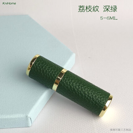5ML gold shell; Lychee pattern: deep green; Zinc alloy veneer + inner glass bottle