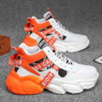 Winter Men's Shoes, Winter Middle School Basketball Sports Running Sneakers, Teenagers Casual High-Top Platform Daddy Trendy Shoes - Image 4