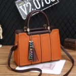 European & American Style Large-Capacity Commuter Tote Fashionable Solid Color Spliced Shoulder & Handbag - Image 2
