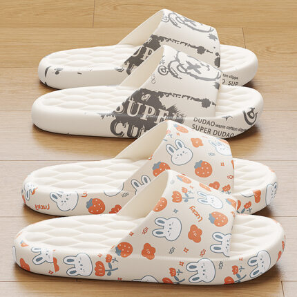 Poop-Feeling Slippers For Women & Men  Summer Home Use Indoor Couples Non-Slip Bathroom Bathing Printed Cooling Slippers Summer Wholesale