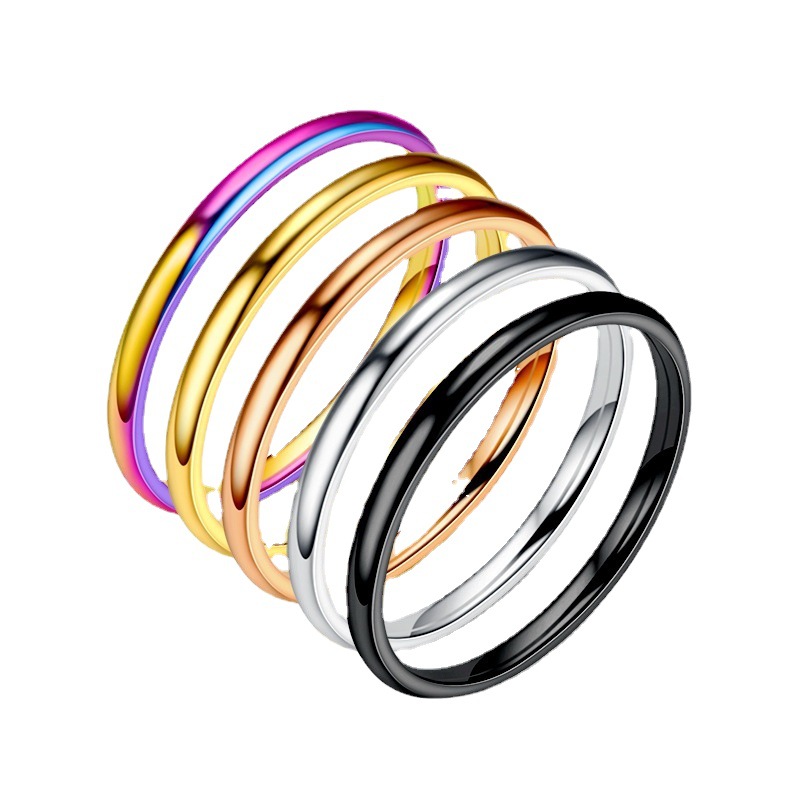 O1CN01GrWKfA1Bs2jxplAvk_0-0-cib.jpg Fashion simple ultra-fine plain ring titanium steel ring women's light luxury niche couple ring explosive hand jewelry wholesale - Image 1