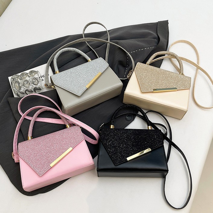 O1CN01ibp4UX1vjJv4Mg0nJ_2222510686208-0-cib.jpg Elegant Commuter Women's Square Bag, Fashionable Artistic Shiny Diamond Shoulder Bag, Niche Versatile High-End Crossbody Bag - Image 1