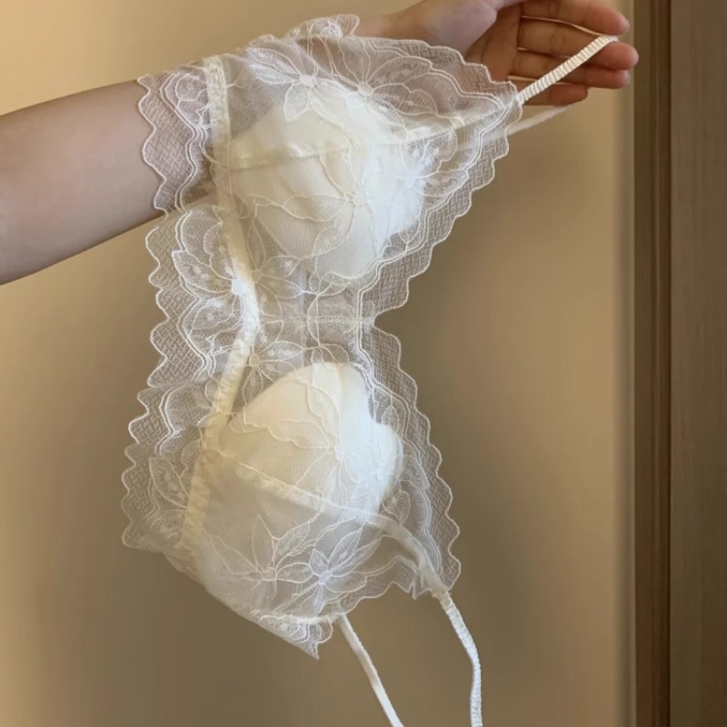 O1CN01xI5C3U2GGYyEXIGYL_2201435688988-0-cib.jpg French Lace Bra for Women, Summer Thin Breathable Wireless Sexy Spaghetti Strap Beautiful Back Bra 2026 New Arrival - Image 1